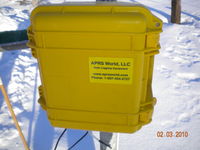 Pelican case protecting the Wind Data Logger from the extreme environment in Alaska.