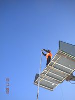 Installing the mast.
