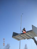 Wind Vane and Anemometer mounted.