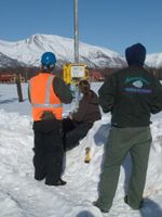 Arrowhead Staff admiring their new Wind Data Logger.