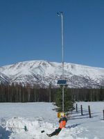 Full length view of Polar Edition Wind Data Logger, Solar Panel, Wind Vane, and Anemometer.