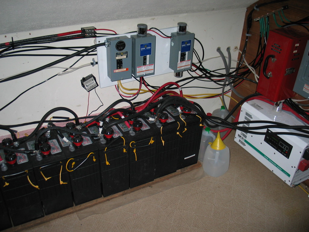 Some of the batteries, disconnects, and lightning supressors.