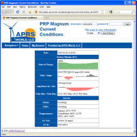 Sample Screen Shot from APRS World's WorldData Service (data.aprsworld.com)