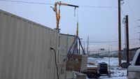 In use photo from Fairbanks, AK. Vestil WTJ-4 winch operate jib crane installed.