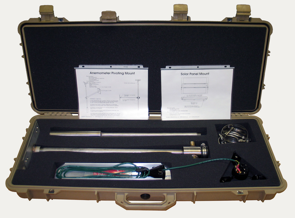 The pivoting mount in a Pelican case  with instructions.