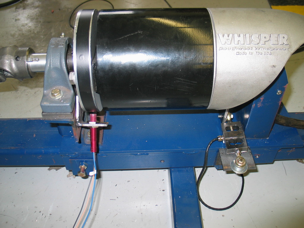 Detail of RPM sensor and load cell.
