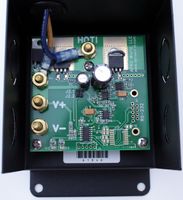 Hookup is simple. V+ connects to the battery positive, V- connects to the battery negative. A breaker should be installed in the V+ line.