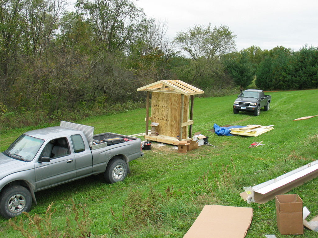 Power shed under construction.
