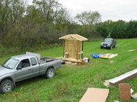 Power shed under construction.