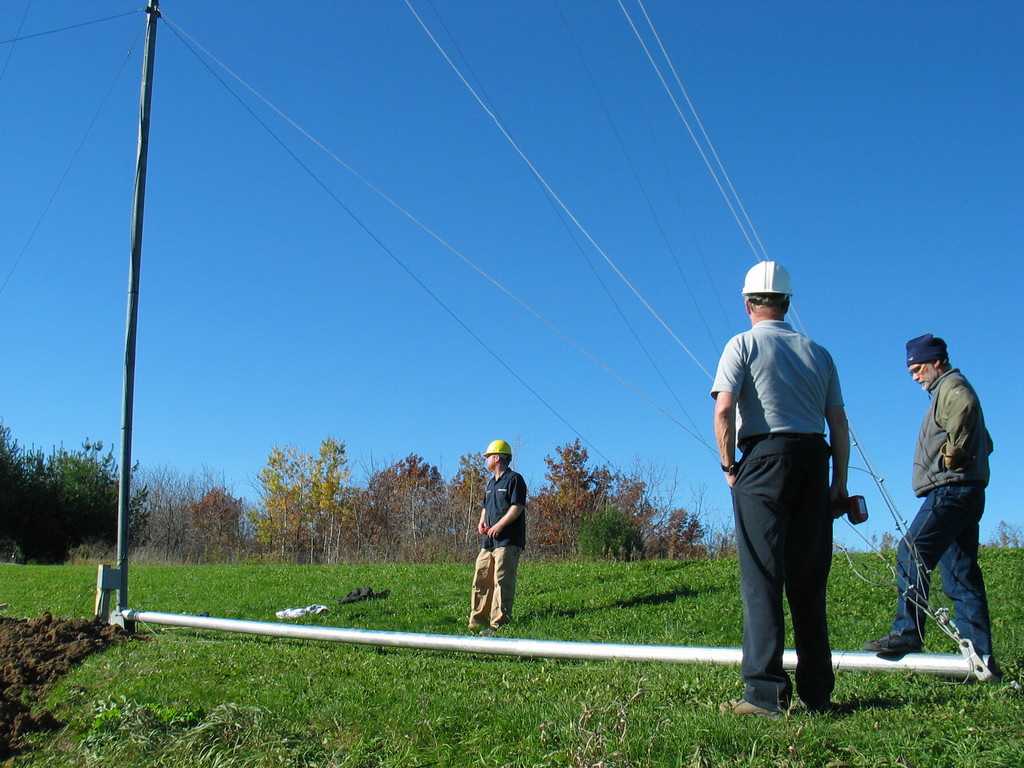 The 100 foot wind generator tower is up!