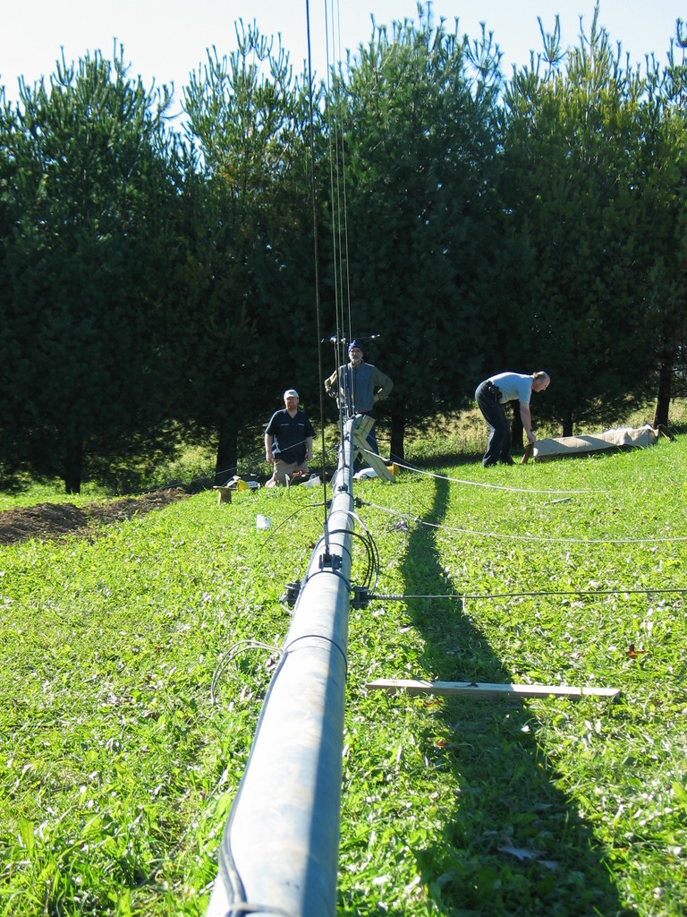 Fussing with guy wires.