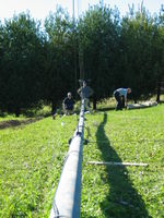 Fussing with guy wires.