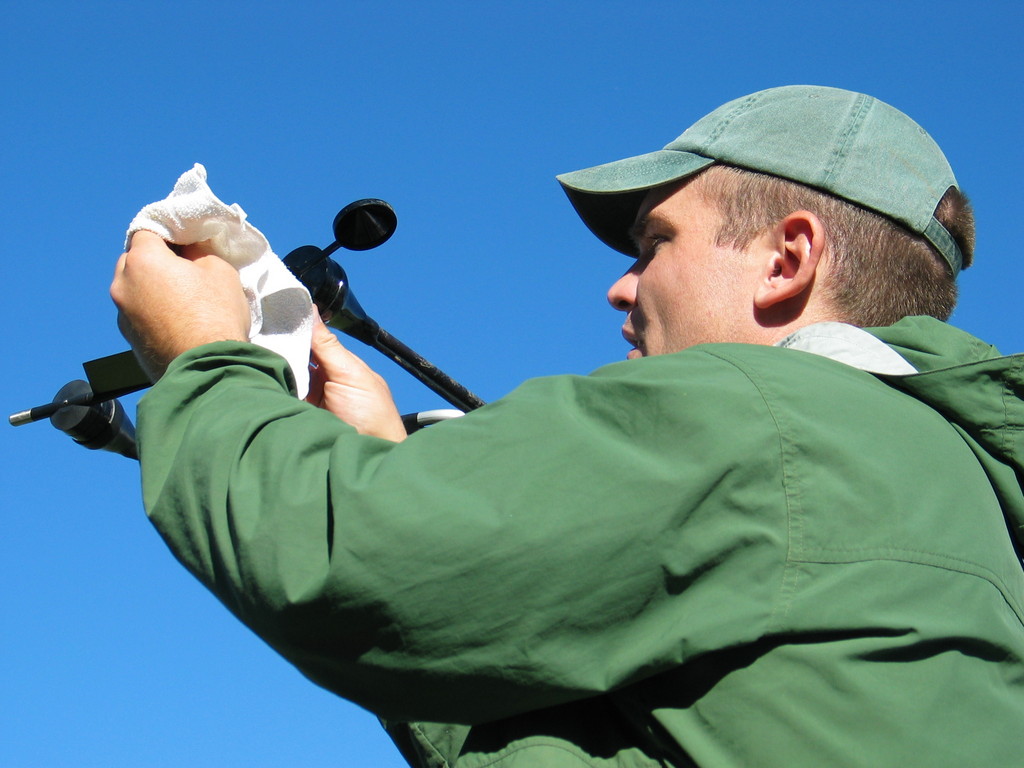 Marshall gets the anemometers ready.