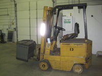 I wanted a smaller electric forklift. But those are surprisingly hard to find around here. Eventually I found this lovely Cat MC30 at an online auction. Got it for about $1400. Which turned into about $1900 after fees, transport, and taxes.