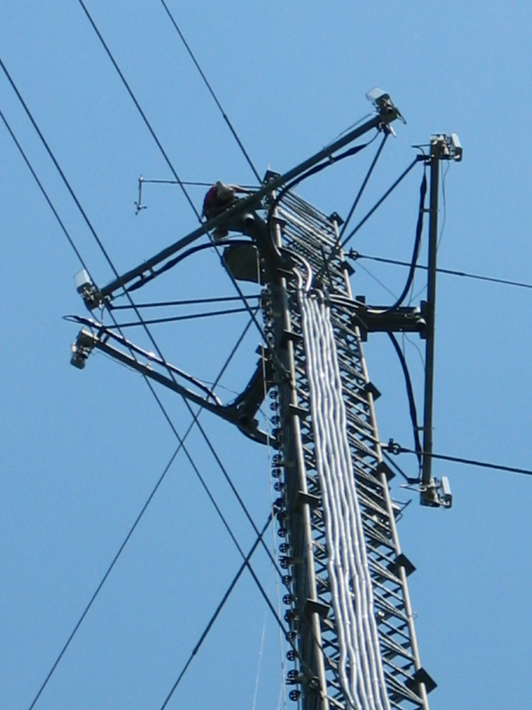 One boom installed. This is from the ground looking nearly straight up.