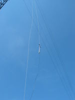 The sensor boom is pulled up the tower with a rope. The sensors, booms, and wiring is assembled on the ground and pulled into location ready to go. This saves signficant time and effort up the tower.