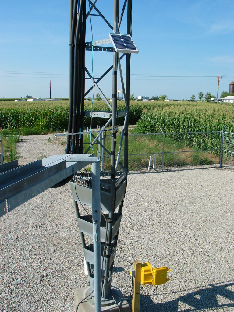 Solar panel, yagi, and wind data logger.