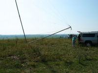 Tipping down a 120' wind monitoring tower at Pilot Mound, MN.