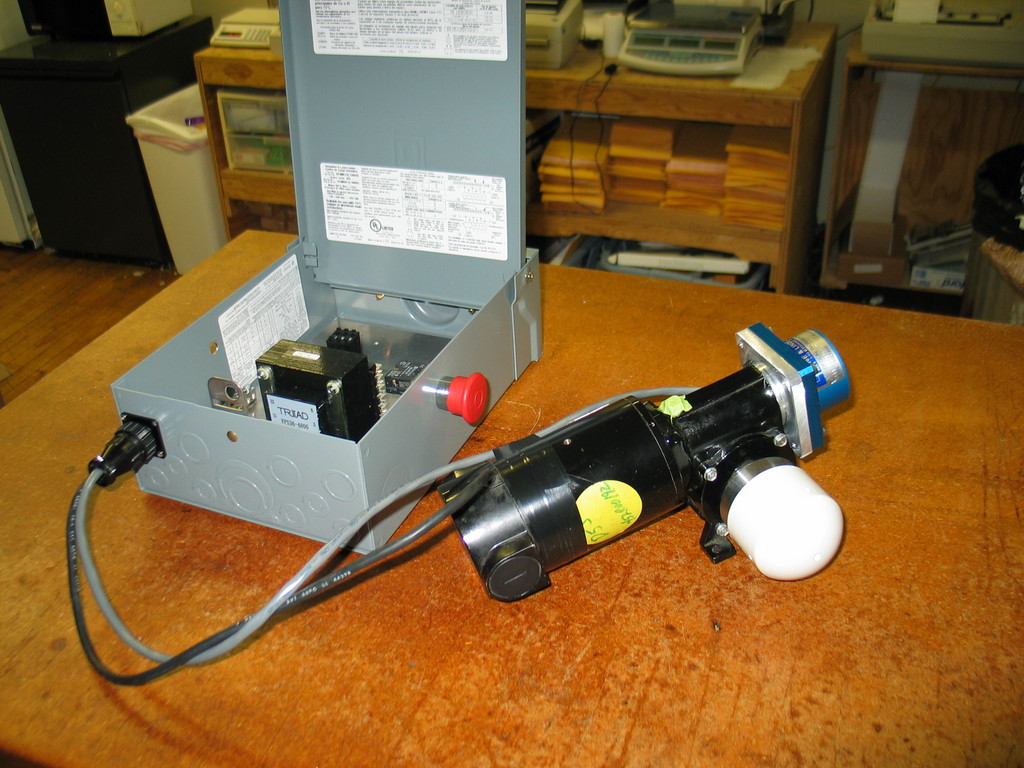 Completed motor assembly and in progress controller. The PVC cap presses on to a steel mandrel.