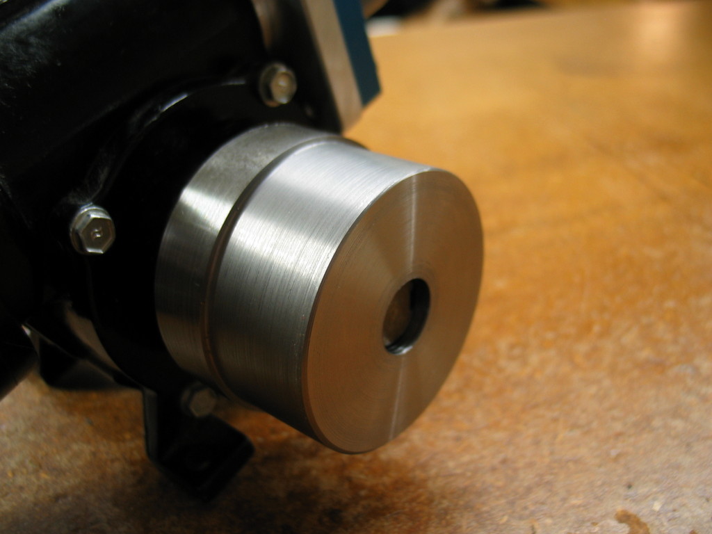 The cap ID is 2.375" and the only round bar I had that big was nasty hot rolled steel. I initially had problems getting a decent surface finish. But putting in a new carbide insert with a larger radius seemed to take care of the problem. 