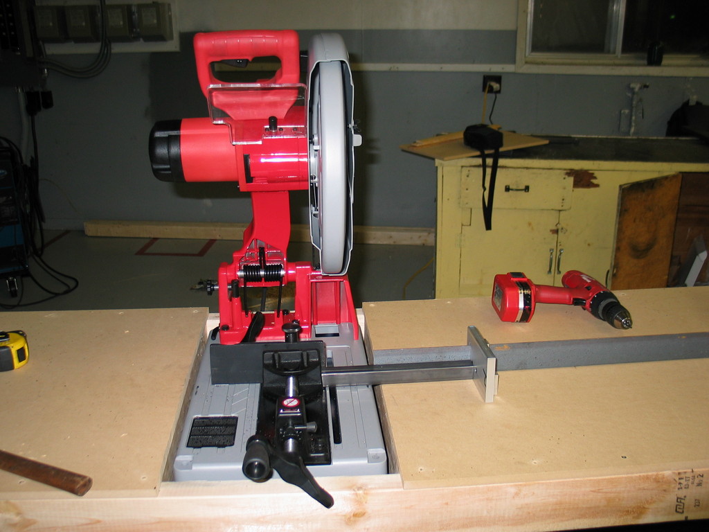 Milwaukee dry-cut saw. Produces nice burr-free cuts on ferous and non-ferous metals. The table and it is sitting in is long since deceased.