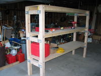 Garage shelf that was built in the shop. The shop is so large and empty that the echos from hammering the mending plates were painfully loud. Alyssa and I finally had to go outside to finish building the shelf.
