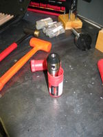 Detail of the 3/8" R-8 end mill holder. It's caked in packing grease.