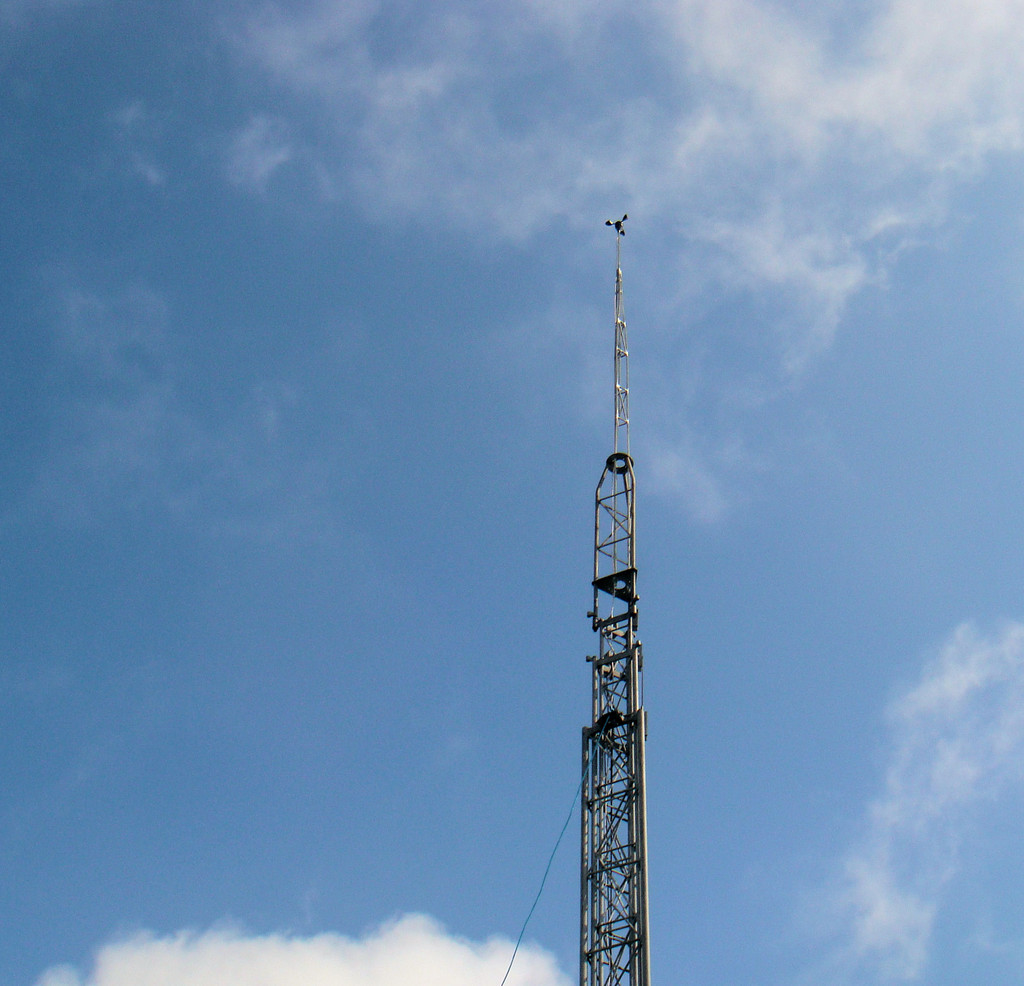 Wind Data Logger mounted to 70ft. mobile tower