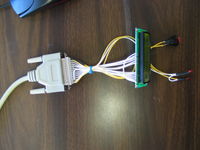 Detail of LCD wiring. A standard computer printer cable was used to extend the LCD from the main board.