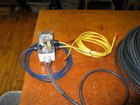 Breakout box for underwater cable. This box joins the temperature sensor and two anemometers to the underwater cable. It also features a clamp on the back to allow it to be attached to the mast on the bouy.