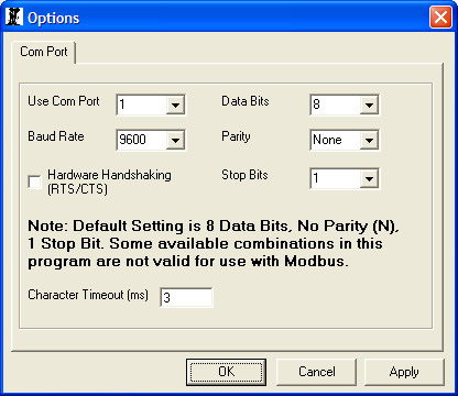 Testing MODBUS Communications: 9XTendGateway can be configured for either 9600 or 19200 baud - this is where you set the speed