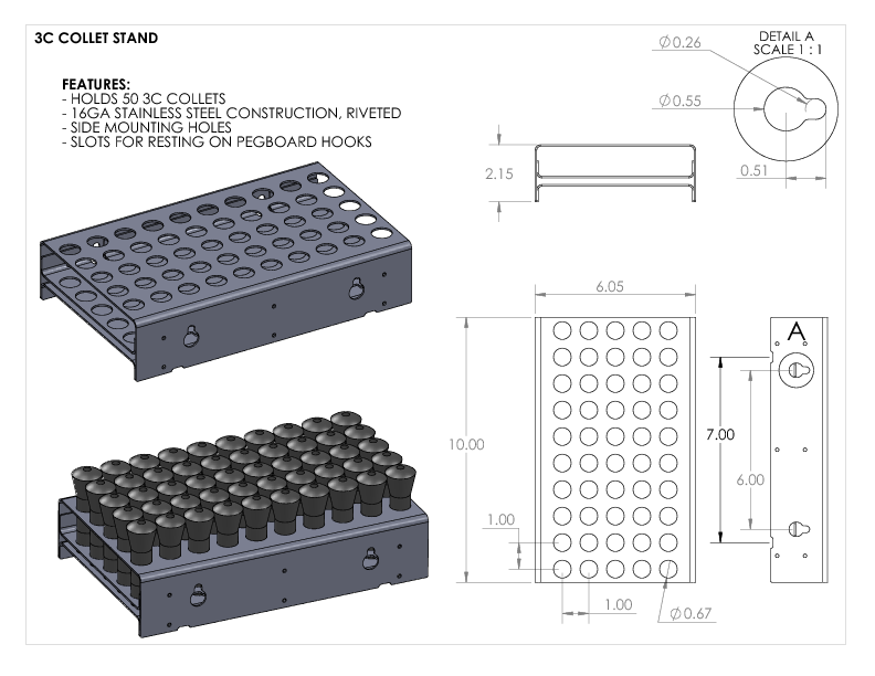 APRS9201: 3C Collet Stand, for 50 Collets