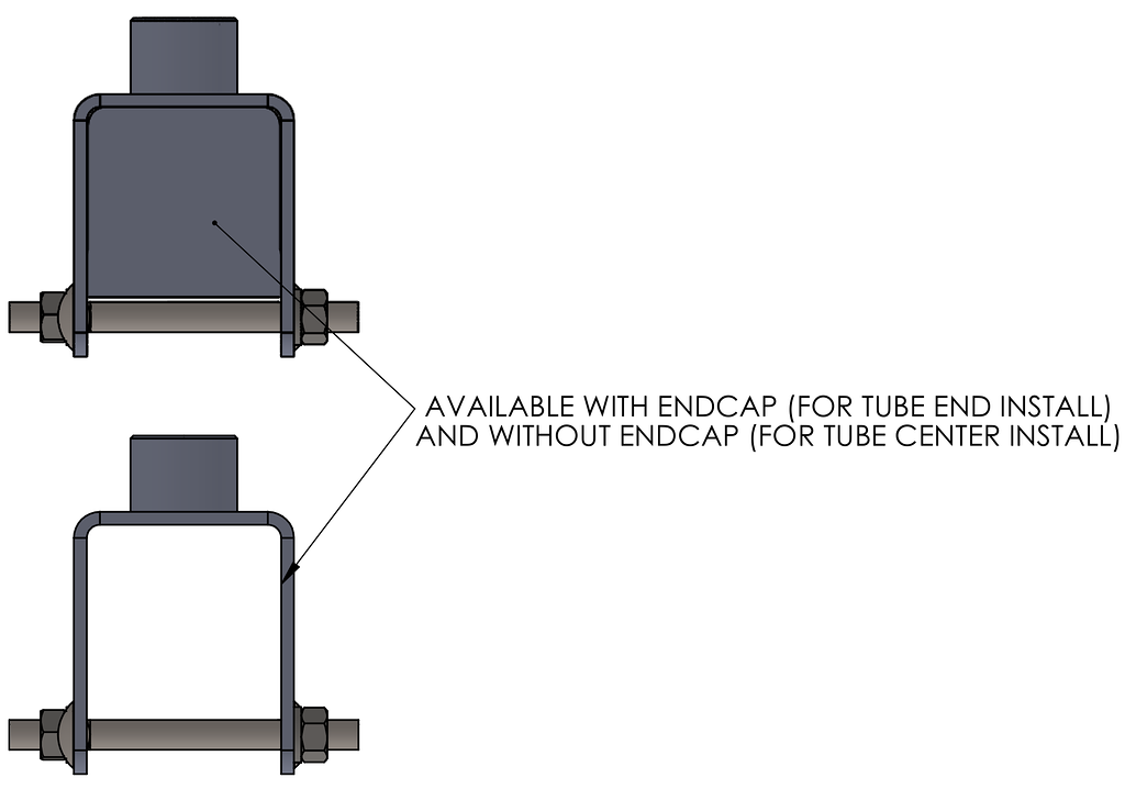APRS6641: 2" boom saddle to 1/2" female pipe thread. Includes field-installable end cover.