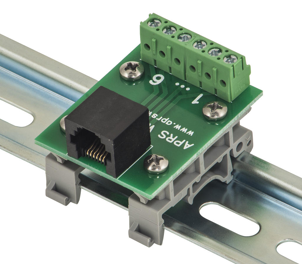 APRS6595: RJ-25 (6P6C) to Screw Terminals, DIN Rail Mountable