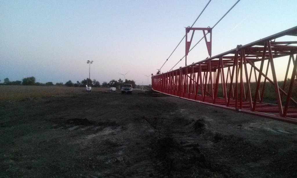 Crane boomed down