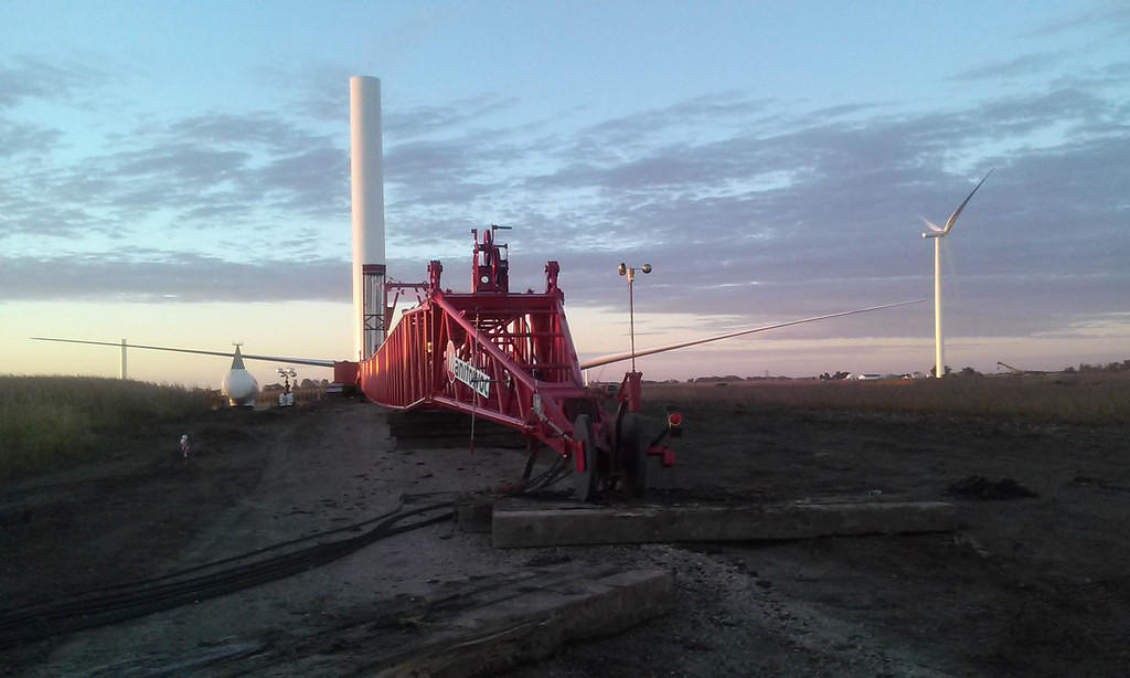 Crane boomed down