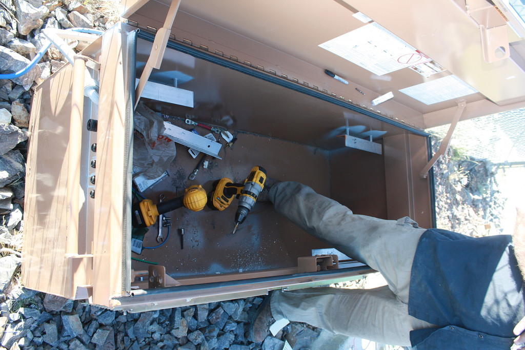 Jim building the shelf brackets for the job box
