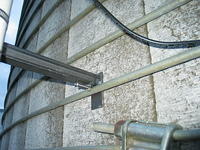 Close-up of attachment to silo band...it's not pretty, but it works