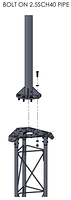 APRS8009: APRS World's tower top plate for standard Rohn 25G tower section and bolted flange mast.