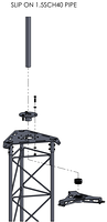 APRS8011: Tower Top Plate for Standard Rohn 45G Tower Section and 38 mm (1.5 in) Pipe