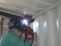 Ted welding the corner fitting