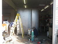 New end wall in place