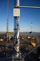 The 72 volt turbine and wind sensors come into this box